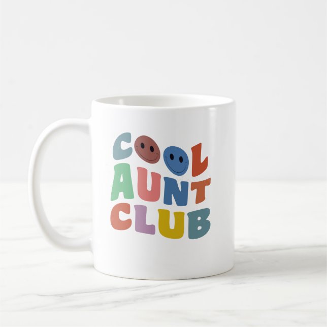 Cool Aunt Club Funny Smile Colourful Cool Aunt Clu Coffee Mug (Left)