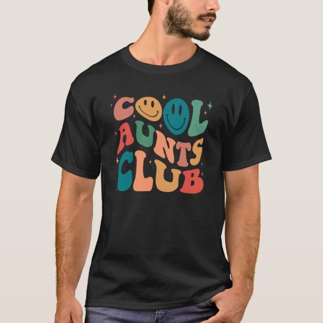 Cool Aunt Club Groovy Retro Smile Face Cool Aunt C T-Shirt (Front)