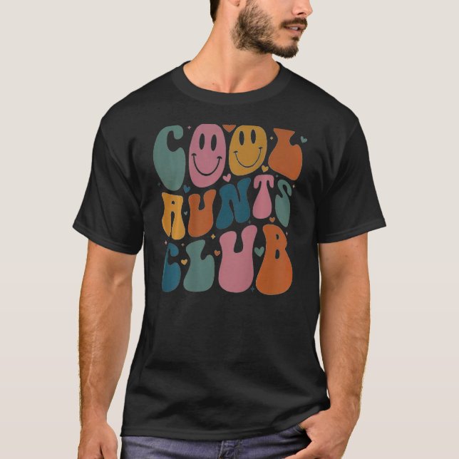 Cool Aunt Club Groovy Retro Smile Heart on back T-Shirt (Front)