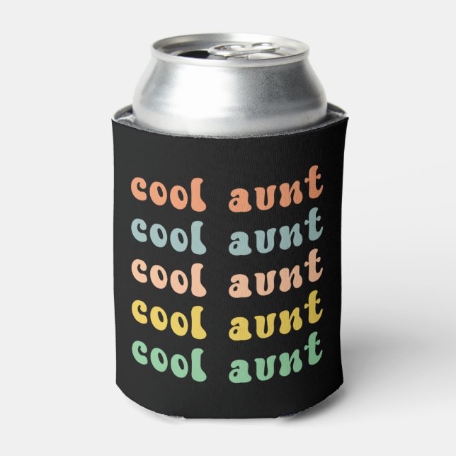 Cool Aunt Modern Retro Cute Gifts for Auntie Can Cooler (Can Front)