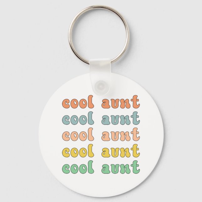 Cool Aunt Modern Retro Cute Gifts for Auntie Keychain (Front)