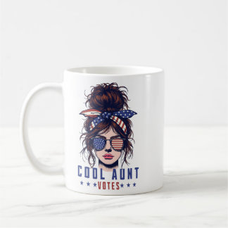 Cool Aunt Votes Vintage Messy Hair Lady Election Coffee Mug