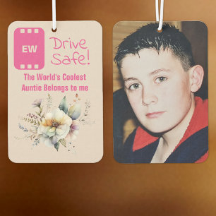 Cool Auntie add photo drive safe floral pink Air Freshener