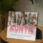 Cool Auntie Photo Collage Plaque<br><div class="desc">Modern aunt photo plaque featuring 3 pictures for you to replace with your own, the title "auntie", a personalized saying that reads "you make life a little sweeter", and the kids names.</div>