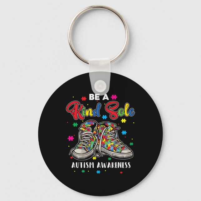 Cool Autism Awareness Be A Kind Sole Rainbow Sneak Keychain (Front)