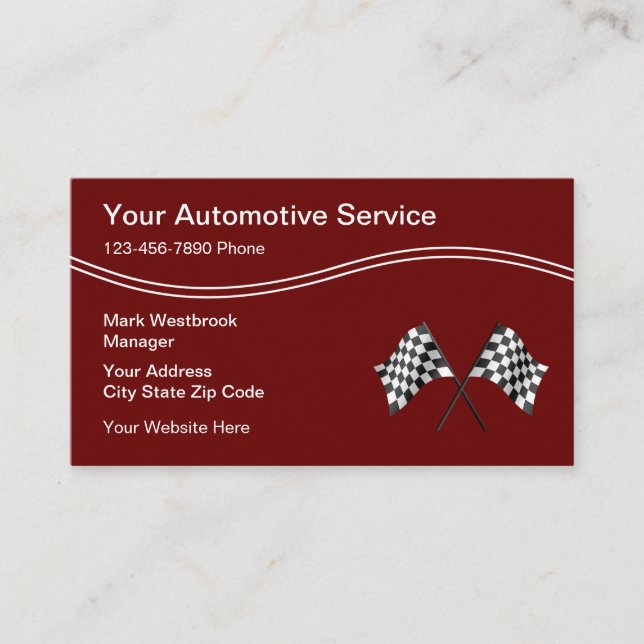 Cool Auto Racing Theme Business Card (Front)