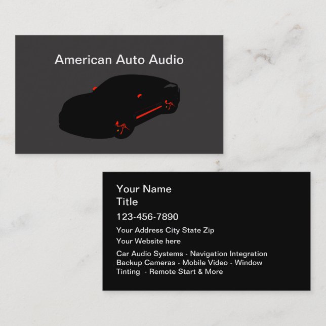 Cool Automotive Audio & Tinting Business Card (Front/Back)