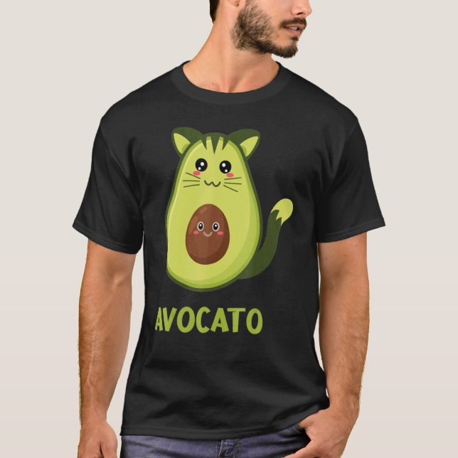 Cool Avocato Cat Fun Avocado Kitten Kitty Moustach T-Shirt (Front)