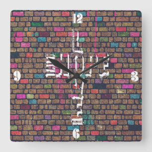 Cool awesome Faith Love Hope graffiti words cross Square Wall Clock