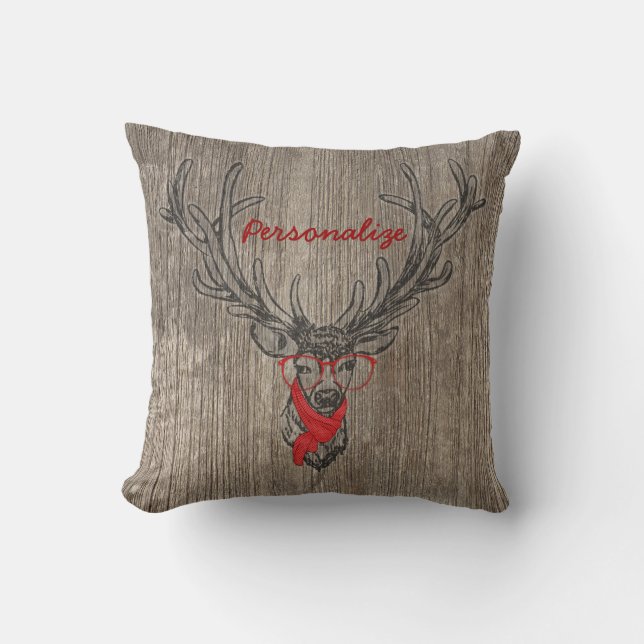 Cool awesome funny trendy deer sketch throw pillow (Front)