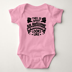 Cool awesome Granddaughter word art  Baby Bodysuit