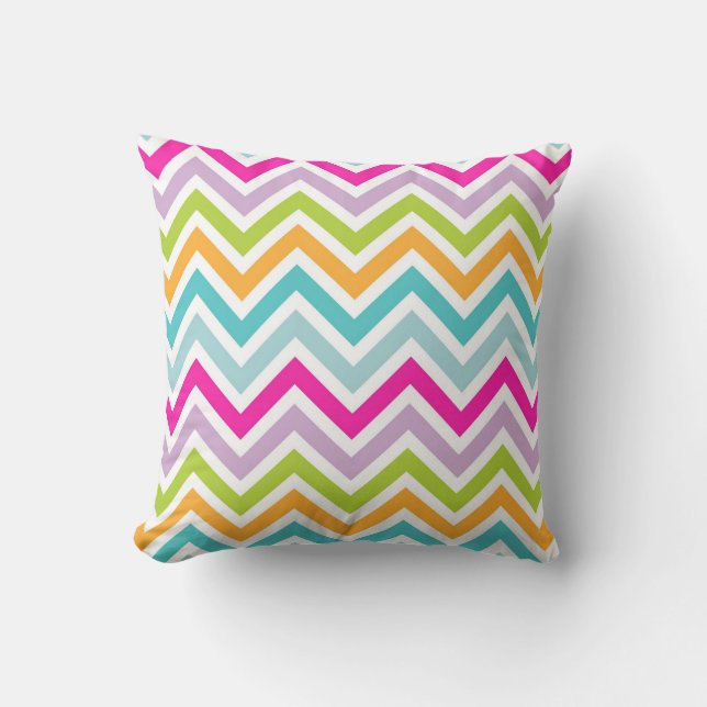 Cool awesome trendy bright colours chevron zigzag throw pillow (Front)
