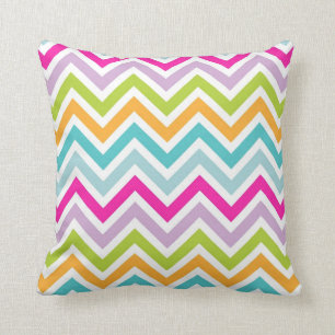 Cool awesome trendy bright colours chevron zigzag throw pillow