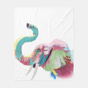 Cool awesome trendy colourful vibrant elephant fleece blanket