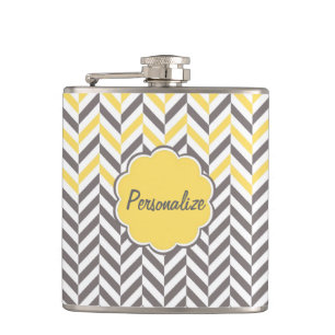 Cool awesome trendy herringbone zigzag pattern hip flask