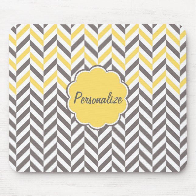 Cool awesome trendy herringbone zigzag pattern mouse pad (Front)