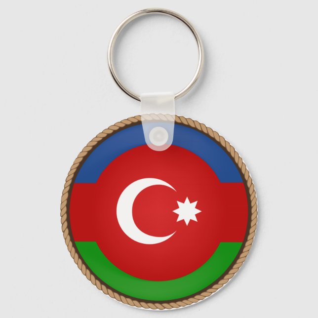 Cool Azerbaijan Flag Seal Keychain (Front)