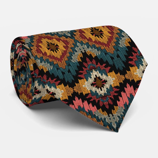 Cool Aztec pattern tiled  Tie (Rolled)