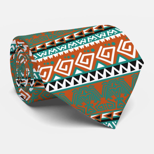 cool aztec tiled pattern tie (Rolled)