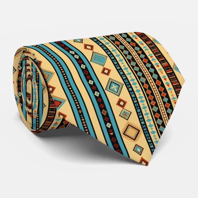 Cool Aztec Western tiled pattern  Tie (Rolled)