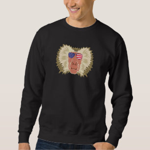 Cool Baboon Wearing Usa Flag Sunglasses Us America Sweatshirt