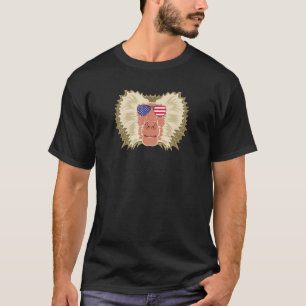 Cool Baboon Wearing Usa Flag Sunglasses Us America T-Shirt