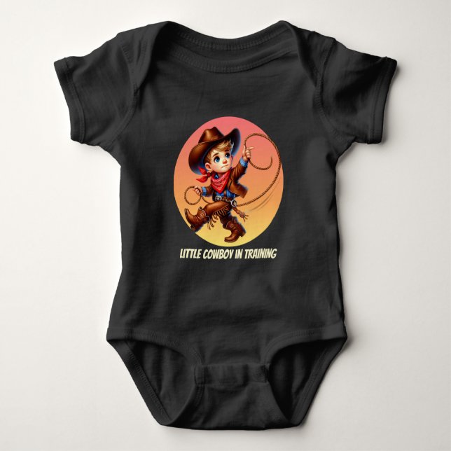Cool baby boy cowboy training customizable  bodysuit (Front)