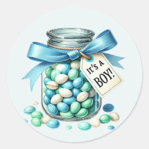 Cool baby boy shower  classic round sticker