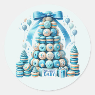 Cool baby boy shower sweet  classic round sticker