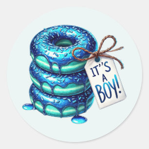 Cool baby boy shower sweet classic round sticker