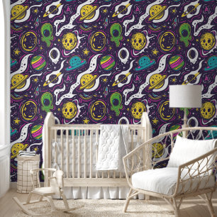 Cool baby boy space alien tiled  wallpaper