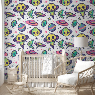 Cool baby boy space alien tiled Wallpaper