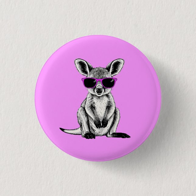Cool Baby Kangaroo Joey  1 Inch Round Button (Front)