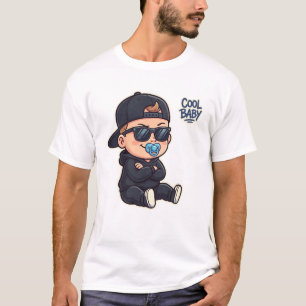 Cool baby wearing a black hoodie and sunglasses T-Shirt