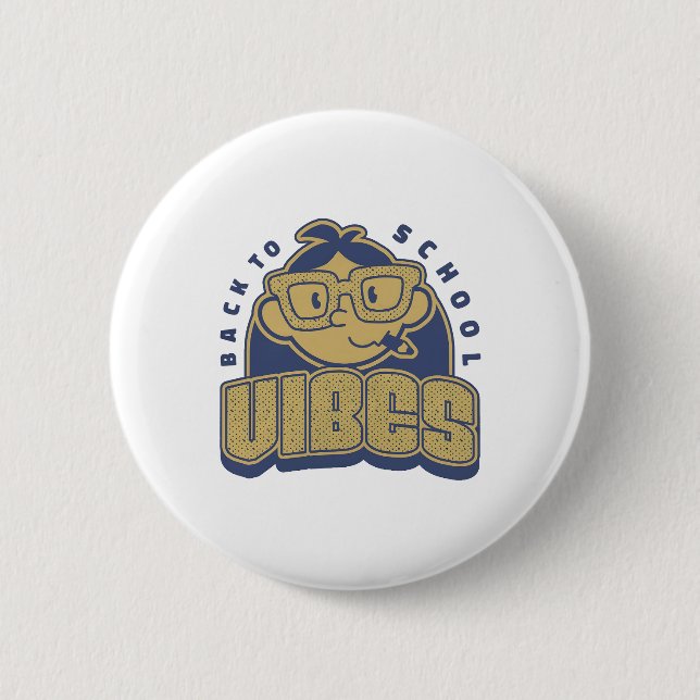 Cool Back to School Vibes Cartoon Art 2 Inch Round Button (Front)