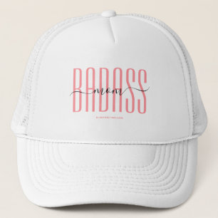 COOL BADASS MOM STRONG MOM SINGLE MOM SCRIPT PINK TRUCKER HAT