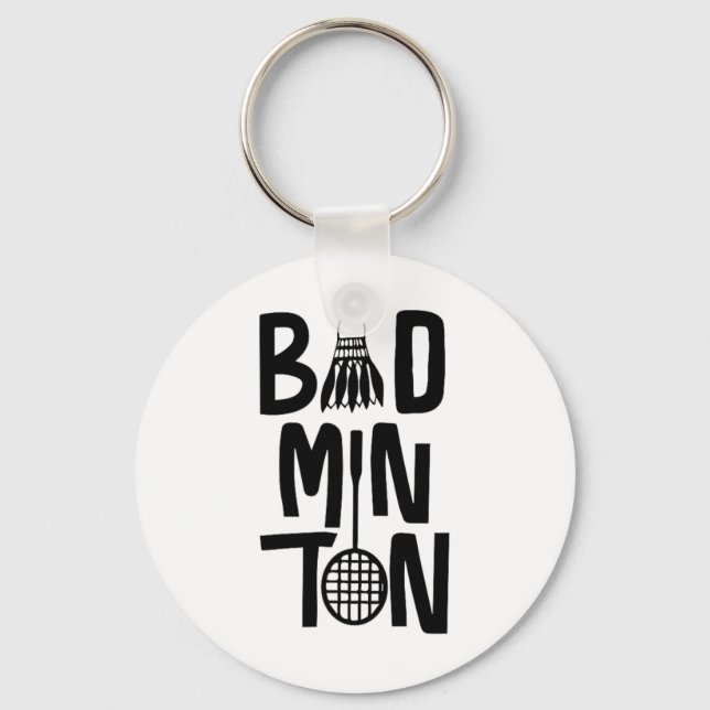 Cool Badminton Minimal Art  Keychain (Front)