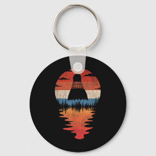 Cool Badminton Retro Vintage Sunset Style Keychain