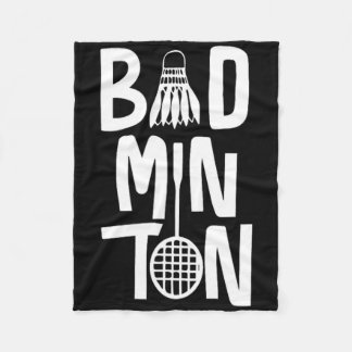 Cool Badminton Typography With Badminton Shuttle & Fleece Blanket