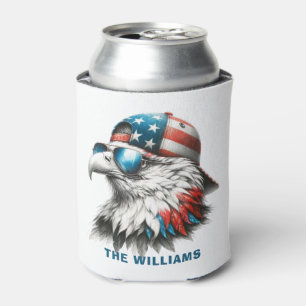 Cool Bald Eagle 4th of July Can Cooler