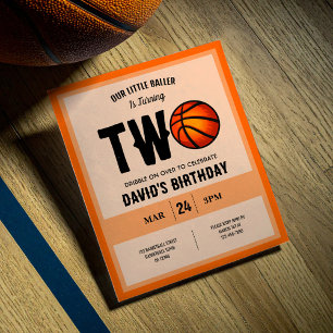 Cool Baller Basketball Budget 2nd Birthday Invite
