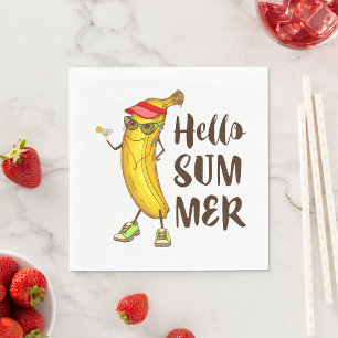 Cool Banana Hello Summer Funny Tropical Fruit  Napkin