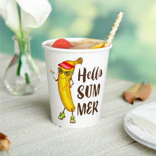Cool Banana Hello Summer Funny Tropical Fruit Paper Cups