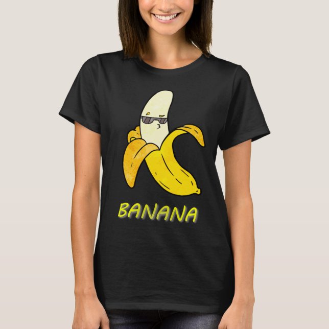 Cool Banana with sunglasses and kissy face  cute f T-Shirt (Front)