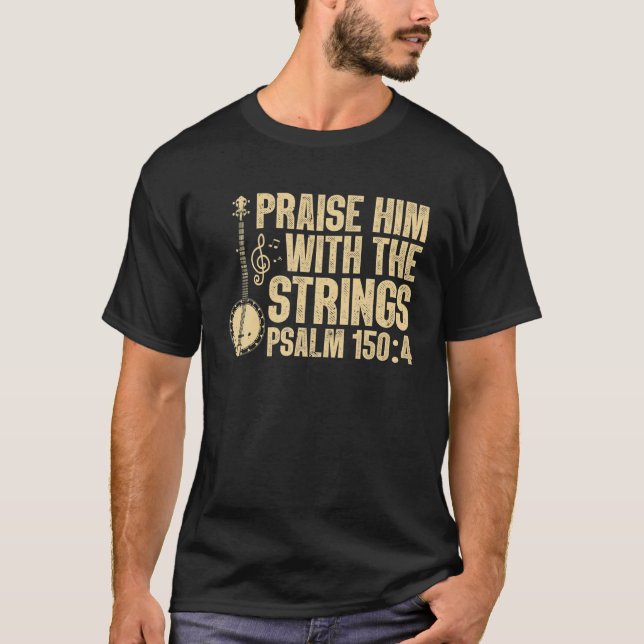 Cool Banjo Bluegrass Music Art For Men Women Worsh T-Shirt (Front)