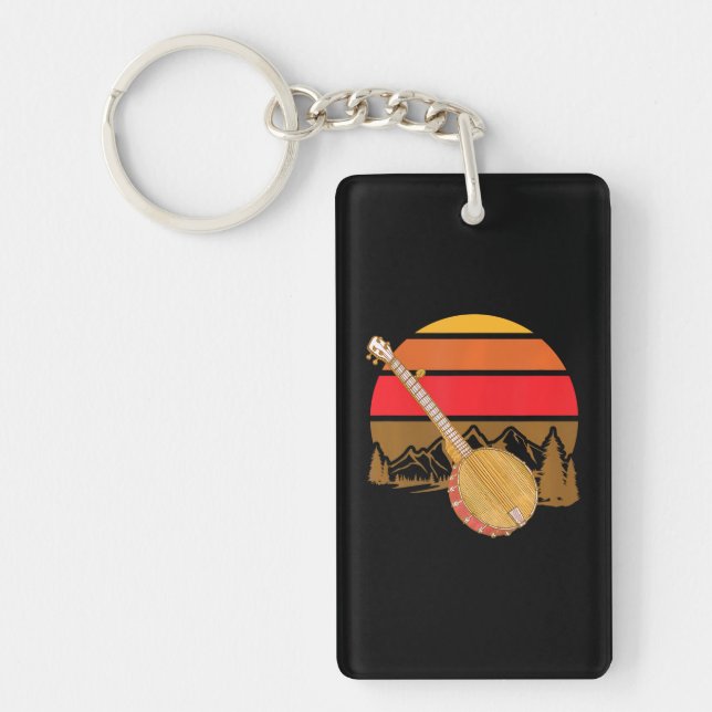 Cool Banjo Lover Present Cute Bluegrass Country Keychain (Front)
