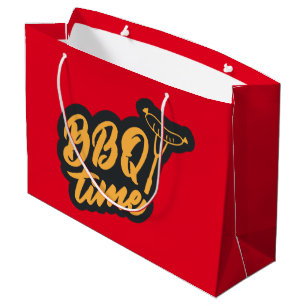 cool barbecue time word art party Grand sac cadeau