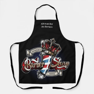 Cool Barber Pole and Crown Logo Personalize  Apron