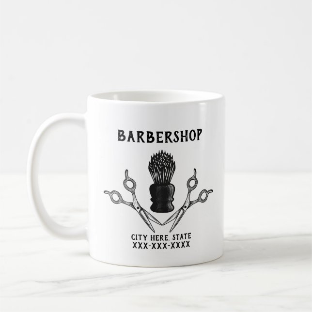 Cool Barbershop Business Swag Barber Scissors Coffee Mug (Left)