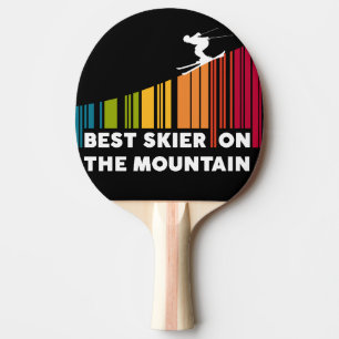 Cool Barcode Design Best Skier On The Mountain  Ping Pong Paddle